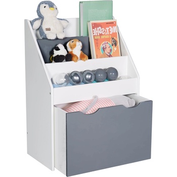 Ginger Home Детска етажерка-органайзер за книжки и играчки Ginger Home - Бяло-сива (TF6114)