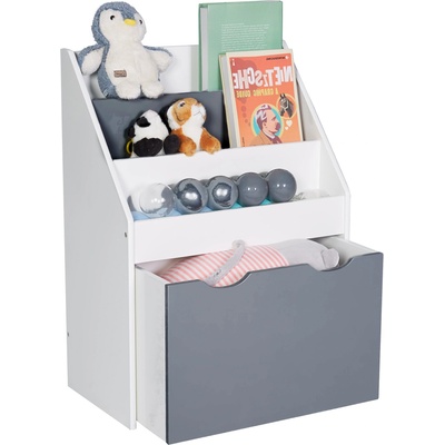 Ginger Home Детска етажерка-органайзер за книжки и играчки Ginger Home - Бяло-сива (TF6114)