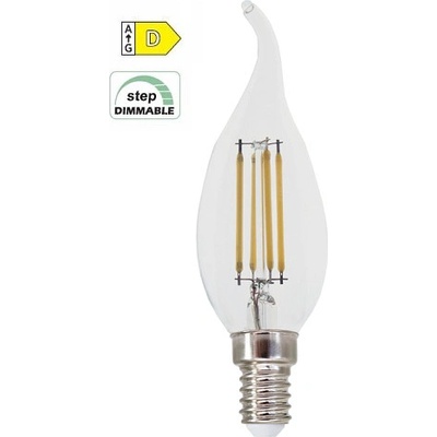 Diolamp LED Filament žárovka čirá Candle Flame CF35 4W/230V/E14/2700K/570Lm/360°/Step Dim