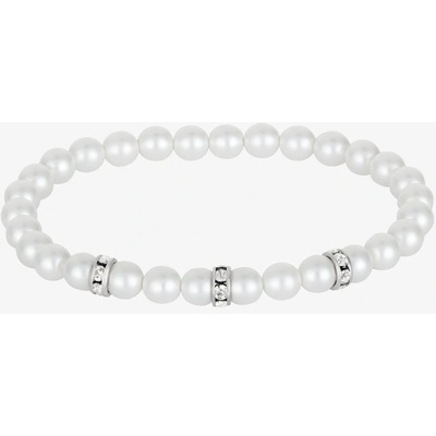 Preciosa Perlový náramek Silky Pearl s voskovými perlemi Preciosa bílý 2317 01