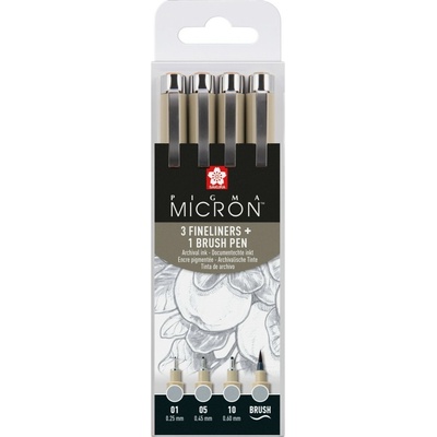 Sakura pigma micron light cool gray 3x liner + 1x brush – Zboží Dáma
