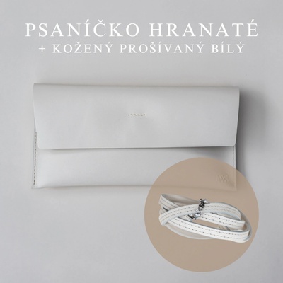 Wood Style psaníčko Hranaté Bílé kožený prošívaný Bílý