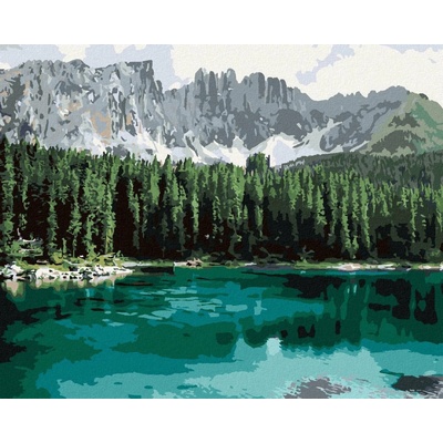 Zuty Malování Podle Čísel Jezero S Horami A Lesem 80 x 100 cm Plátno Rám