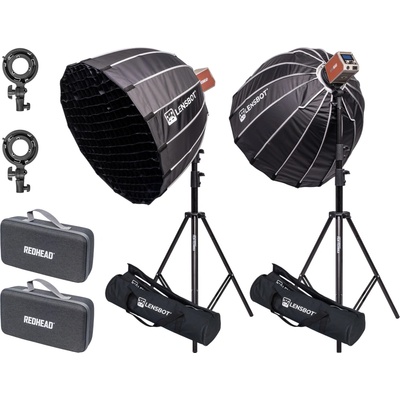 Redhead LumaPro 100W - Integrovaná baterie 66,6Wh + 2x stativ, 2x softbox, 2x Mini Bowens adaptér