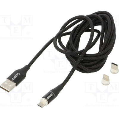 Savio CL-155 magnetický, USB 2.0, 2m, černý