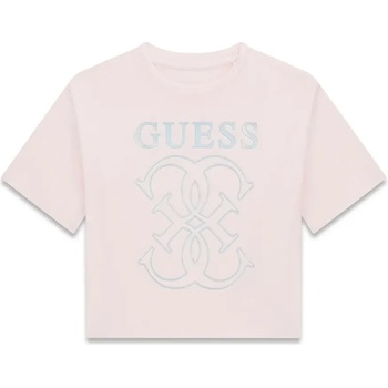 GUESS Розова свободна тениска за момиче със сребристо лого Guess
