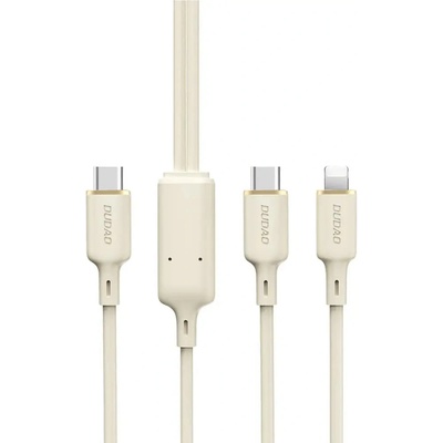 Dudao 2в1 кабел Dudao L7SF, USB-C към USB-C / Lightning, 100W, 1.2m, бежов (L7SF)