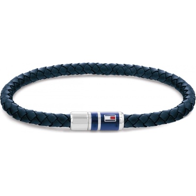 Tommy Hilfiger Tmavo modrý kožený náramok s oceľovým zapínaním 2790294 21,5 cm