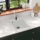 vidaXL Granitové kuchynské umývadlo s vaničkou krémovo biele