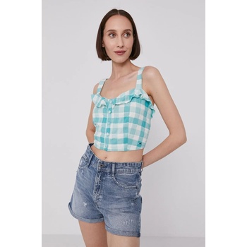 Pepe Jeans Блуза Pepe Jeans VALENTINA дамска в тюркоазено на каре (PL303996.529)