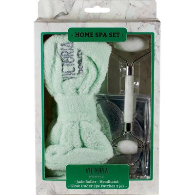 Victoria Beauty Комплект - Ролер за лице, Лента за глава и Чифт пачове за очи