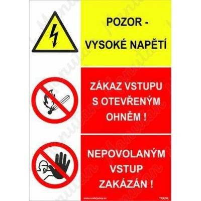 Pozor vysoké napětí, plast 210 x 297 x 2 mm A4