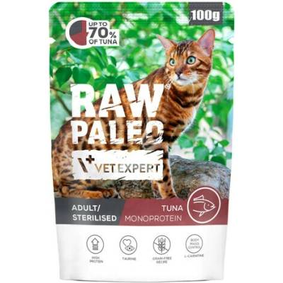 RAW PALEO Monoprotein Adult Sterilised Cat Tuna dospelé a sterilizované s tuniakom 100 g