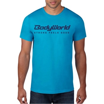 BodyWorld pánske tričko Strong Feels Good modré logo modré