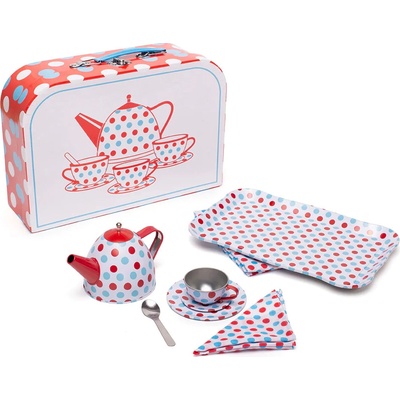 Bigjigs Toys čajový servis s puntiky v kufříku