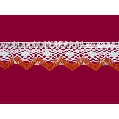 Bavlněná paličkovaná krajka 2070/40mm bílo-červená/5m