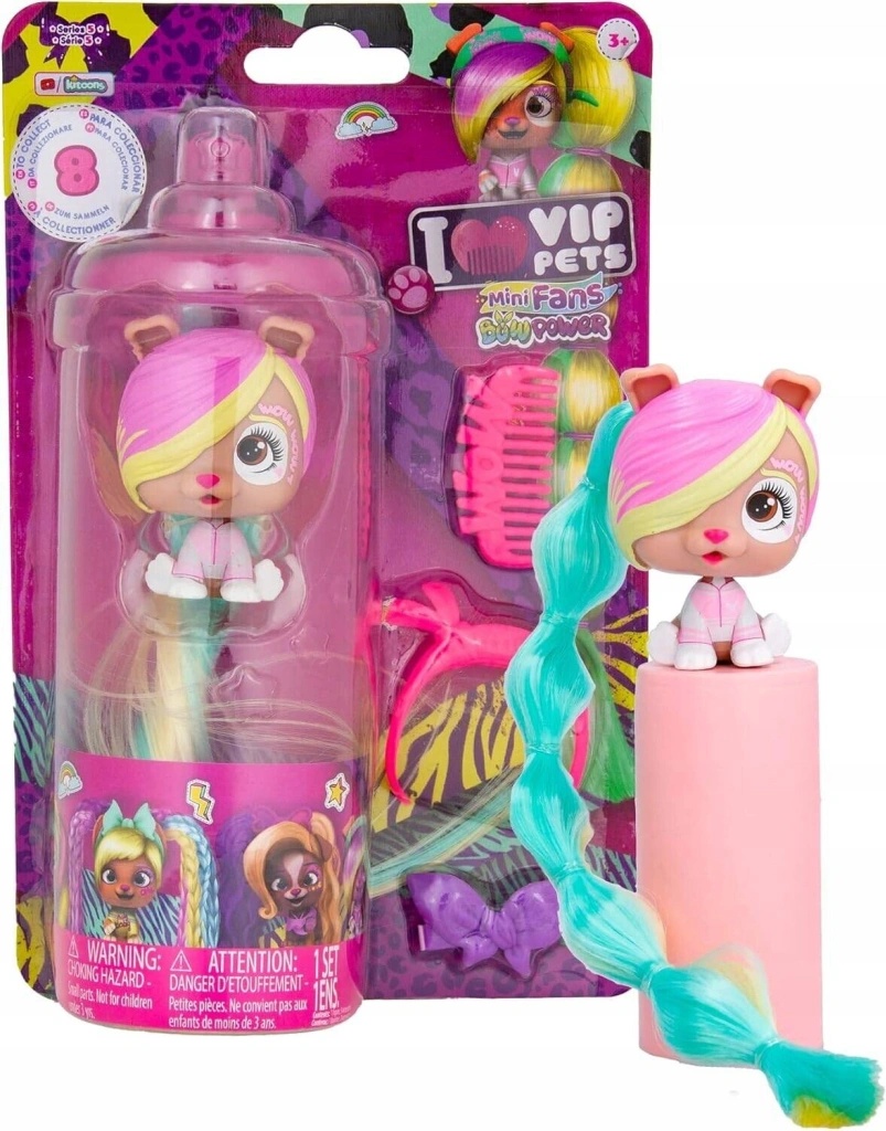 Bambola VIP Pets Mini Fans Bow Power S5 Amanda – Cane Con Capelli Extra Lunghi 30cm E Accessori, Capsula Gioco - 3