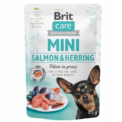 Brit Care Mini Sterilised Salmon & Herring Fillets in Gravy 85 g