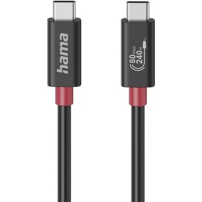 USB-C кабел USB4 Gen 4, 80 Gbit/s, 240 W (5 A), eMarker, 1 м, черен (HAMA-200799)