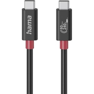 Hama USB-C кабел USB4 Gen 4, 80 Gbit/s, 240 W (5 A), eMarker, 1 м, черен (HAMA-200799)