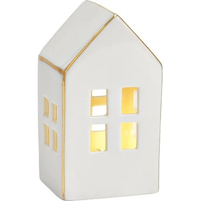 Textilomanie Bílý LED porcelánový domeček SHINY HOUSE
