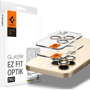 Spigen Optik Pro tR Ez Fit Lens Protector 2 Pack - 2 комплекта предпазни стъклени лещи за камерата на iPhone 14 Pro, iPhone 14 Pro Max (златист)