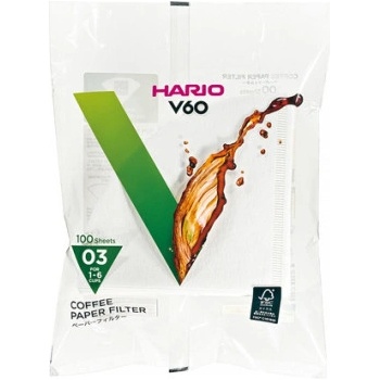 HARIO Хартиени филтри Hario V60-03 100 бр. , бели (VCF-03-100W)