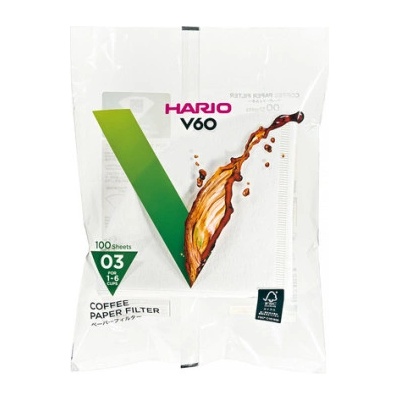 HARIO Хартиени филтри Hario V60-03 100 бр. , бели (VCF-03-100W)
