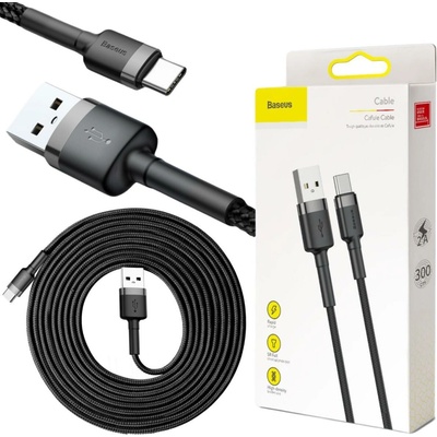 Baseus CATKLF-UG1 USB-A na USB-C, 3m, černo-šedý