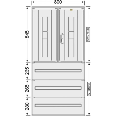 SFOS přístrojová prázdná skříň v pilíři SSTN 80x84 + 3x KKN 250