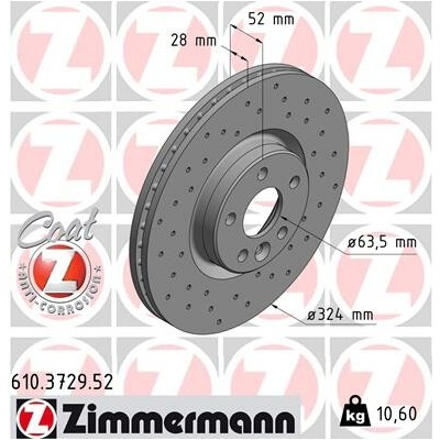 Brzdový kotúč ZIMMERMANN 610.3729.52 (610372952)