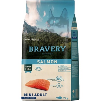 Bravery Salmon Mini Breeds Adult Dog - Пълноценна храна за израснали кучета от дребни и мини породи със сьомга 7 кг
