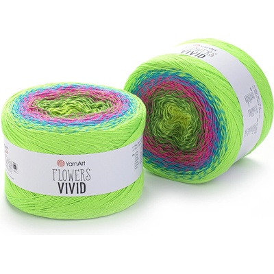 Yarn Art Flowers Vivid 506 žlutozelená, růžová, tyrkysová, neonově zelená