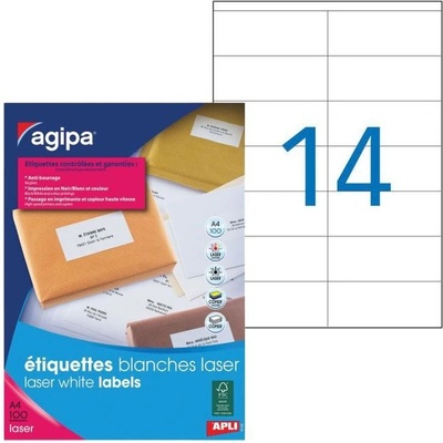 Etikety laser 105x42mm Agipa A4 100 hárkov