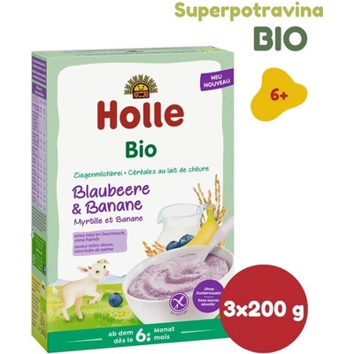 Holle BIO kaša s kozím mliekom, čučoriedkami a banánom 200 g