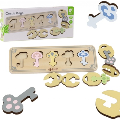 Montessori CLASSIC WORLD senzorické puzzle klíče a zámky, které se hodí