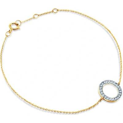 SAVICKI Náramok s príveskom kruh dvojfarebné zlato s diamantmi 0.06 ct 18 cm - SAVB06099 Y C