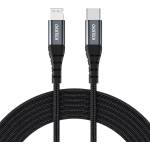 Choetech USB-C Кабел за iPhone, Choetech Lightning Nylon Cable 1.2m, Черен (IP0039)