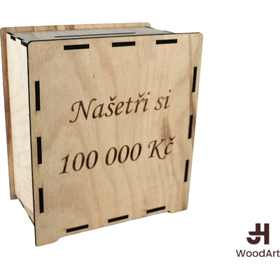Woodenfuture Dřevěná pokladnička s vlastním motivem – Zboží Dáma