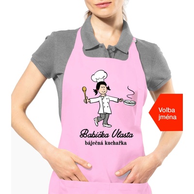 Kariban Zástěra pro babičku Se jménem babičky Růžová