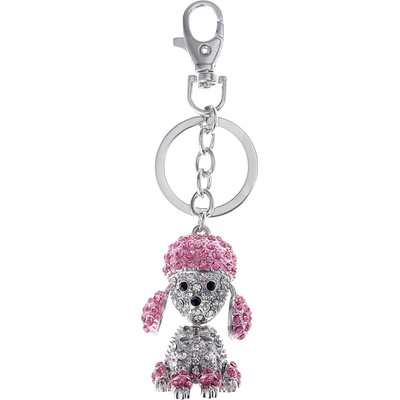 Přívěsek na klíče stříbrný pes PINK