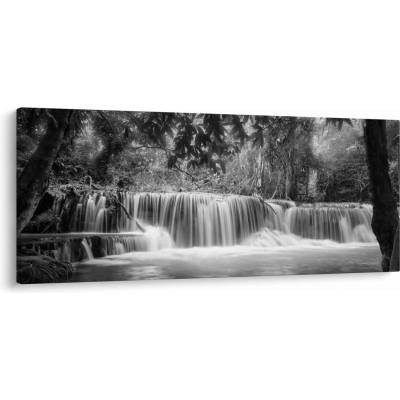 Obraz - Černobílý vodopád, jednodílný 120x50 cm