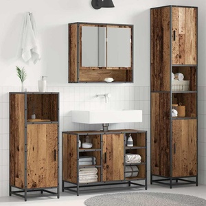 vidaXL Комплект мебели за баня Старо дърво 35 x 37, 5 x 188, 5 см (3402317)