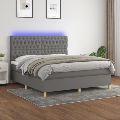 Petrashop 3135686 boxspring postel s matrací a LED tmavě šedá textil