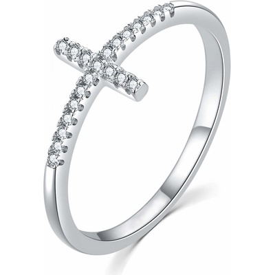 Moiss Elegantní stříbrný prsten s křížkem R00020