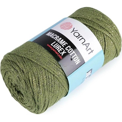 Pletací příze Macrame Cotton lurex 250 g Varianta: 10 (741) zelená olivová zlatá, Balení: 1 ks 47192/108950/216861