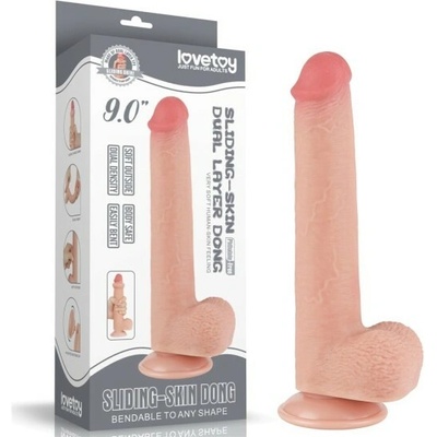 Lovetoy 9'' Sliding Skin Dual Layer Dong Flesh