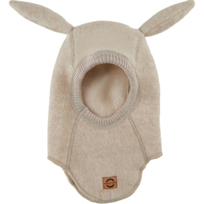MIKK-LINE Merino kukla detská s uškami hnedá Melange Offwhite Bunny Mikk Line