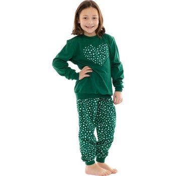 Jaks pyžamo s hvězdičkami a srdíčkem zelené