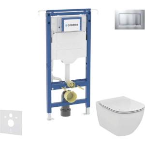 Geberit Duofix - Комплект за стенен монтаж, тоалетна и седалка Ideal Standard Tesi, бутони Sigma20, хром мат/хром SANI11CD2108 (SANI11CD2108)